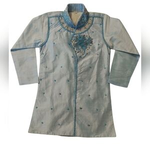 Young Boys Kurta Size 5 Blue Beaded